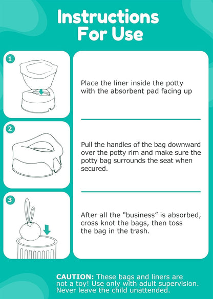 [90 Count] Disposable Potty Liners for OXO Tot 2-in-1 Go Potty