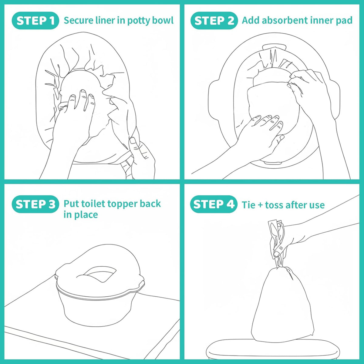 [90 Count] Disposable Potty Liners for OXO Tot 2-in-1 Go Potty
