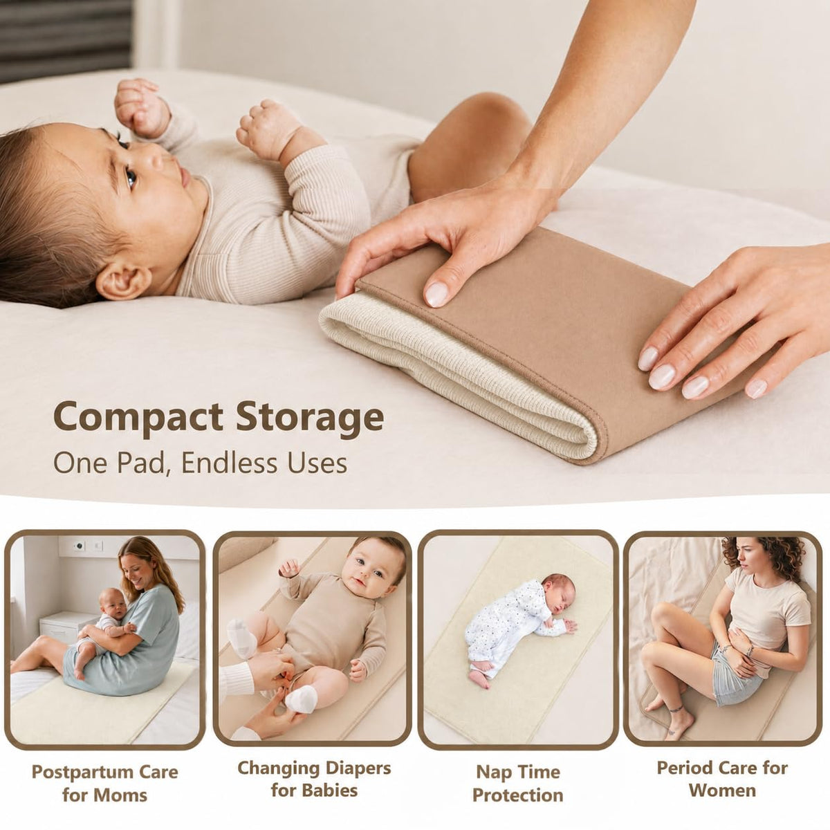 Waterproof Vegan Leather Changing Mat, Portable Changing Pad, 16 x 30 Inch Travel Changing Pad, Foldable Wipeable Baby Diaper Changing Mat for Diaper Bag (Olive/Green)