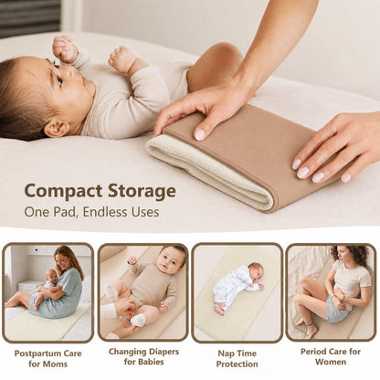 Waterproof Vegan Leather Changing Mat, Portable Changing Pad, 16 x 30 Inch Travel Changing Pad, Foldable Wipeable Baby Diaper Changing Mat for Diaper Bag (Olive/Green)