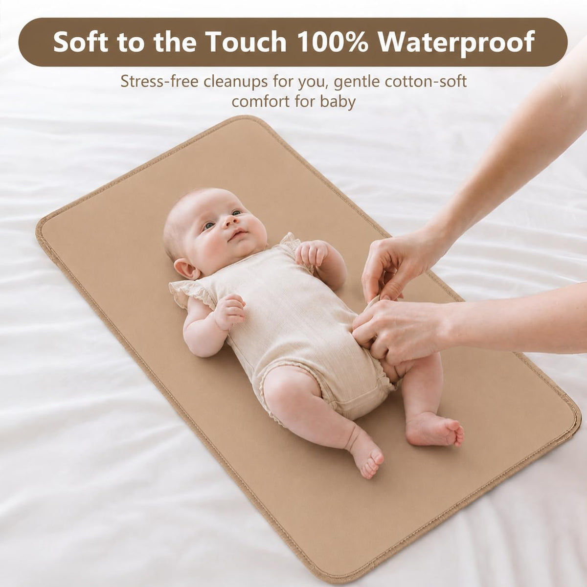 Waterproof Vegan Leather Changing Mat, Portable Changing Pad, 16 x 30 Inch Travel Changing Pad, Foldable Wipeable Baby Diaper Changing Mat for Diaper Bag (Olive/Green)