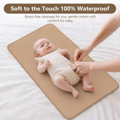 Waterproof Vegan Leather Changing Mat, Portable Changing Pad, 16 x 30 Inch Travel Changing Pad, Foldable Wipeable Baby Diaper Changing Mat for Diaper Bag (Olive/Green)