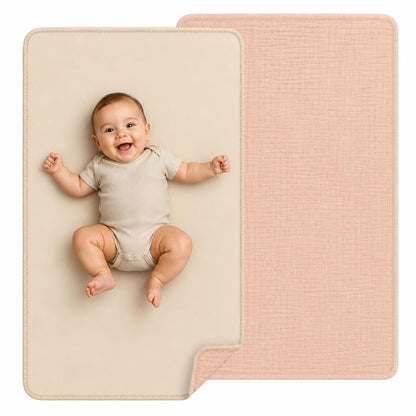 Waterproof Vegan Leather Changing Mat, Portable Changing Pad, 16 x 30 Inch Travel Changing Pad, Foldable Wipeable Baby Diaper Changing Mat for Diaper Bag (Olive/Green)