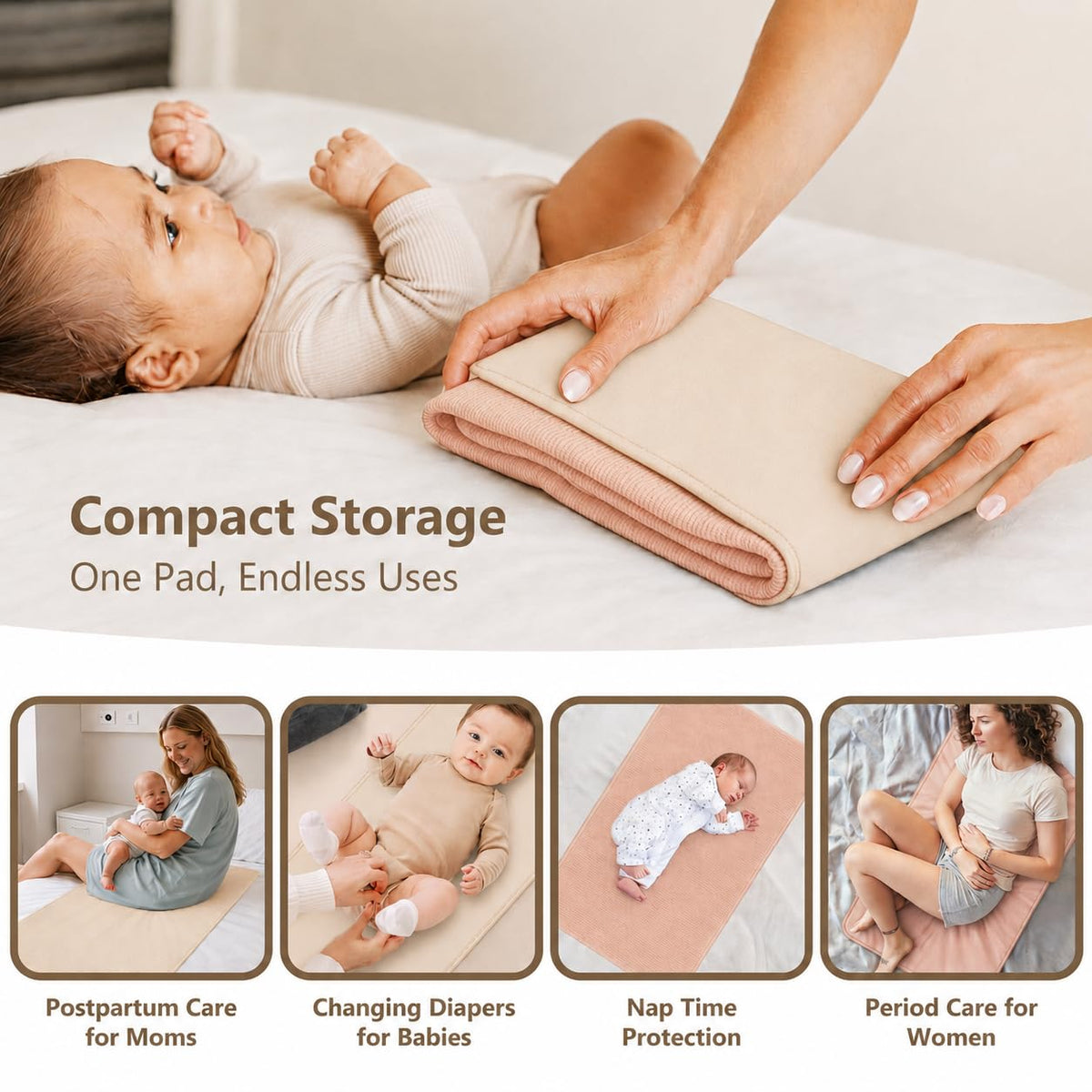 Waterproof Vegan Leather Changing Mat, Portable Changing Pad, 16 x 30 Inch Travel Changing Pad, Foldable Wipeable Baby Diaper Changing Mat for Diaper Bag (Olive/Green)