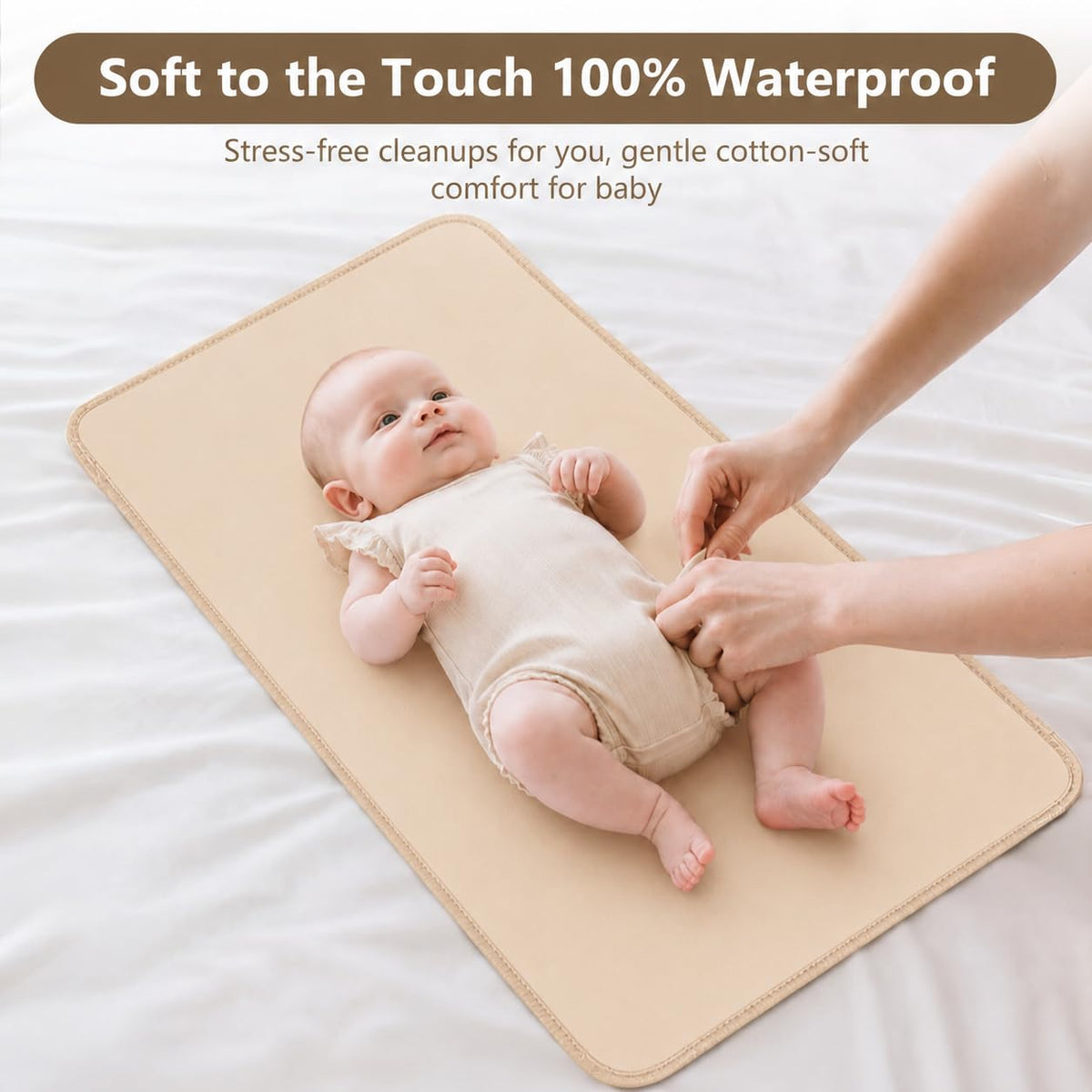 Waterproof Vegan Leather Changing Mat, Portable Changing Pad, 16 x 30 Inch Travel Changing Pad, Foldable Wipeable Baby Diaper Changing Mat for Diaper Bag (Olive/Green)