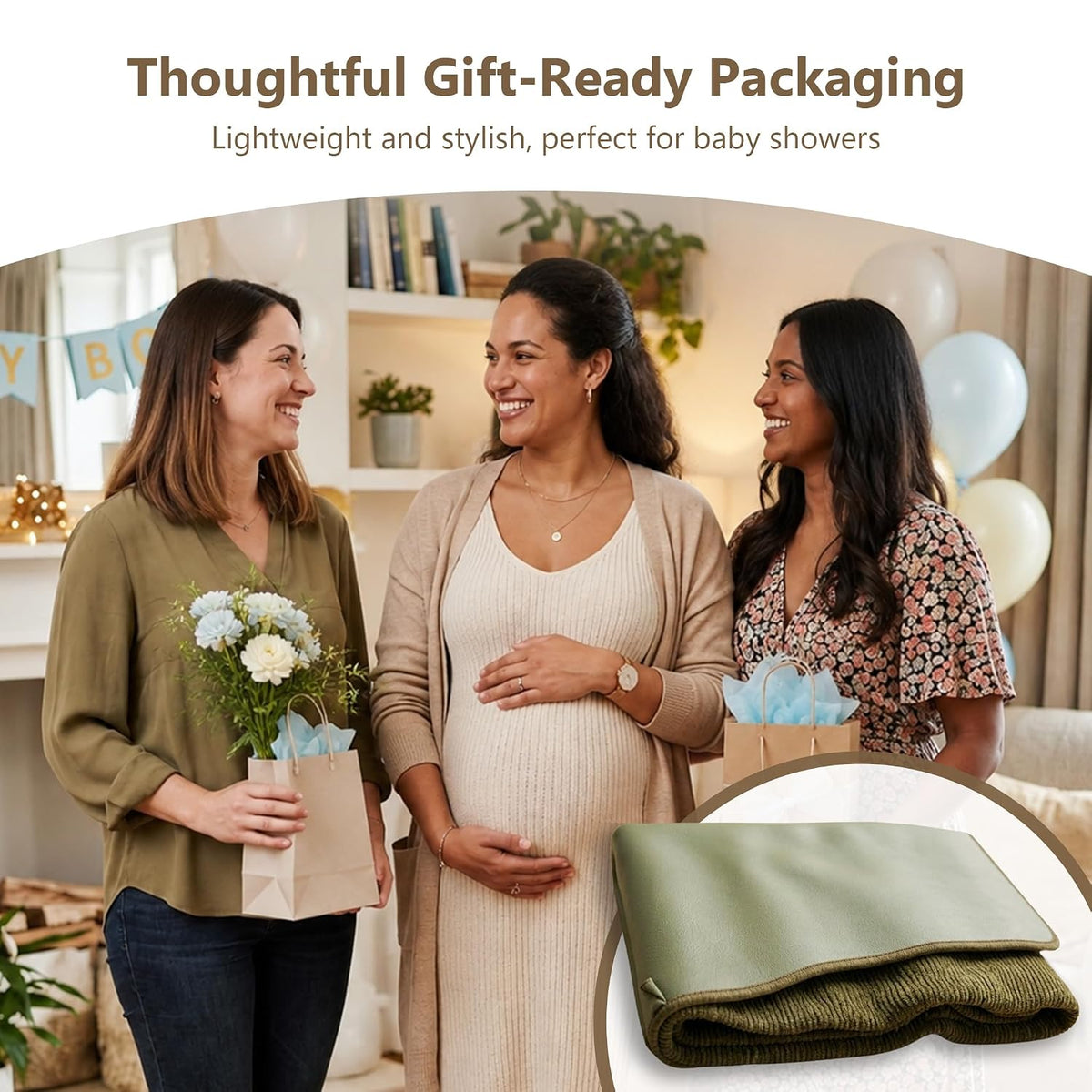 Waterproof Vegan Leather Changing Mat, Portable Changing Pad, 16 x 30 Inch Travel Changing Pad, Foldable Wipeable Baby Diaper Changing Mat for Diaper Bag (Olive/Green)