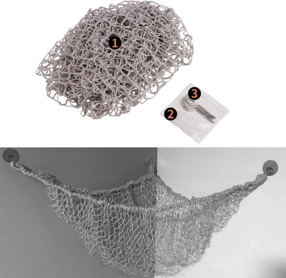 Stuffed Animal Hammock, Toy Hammock Storage Net, Mesh Toy Net Holder Jumbo Wall Corner Giant Stuff Animal Net Hammocks Plush Net Organizer for Bedroom (Gray, 84 inch)