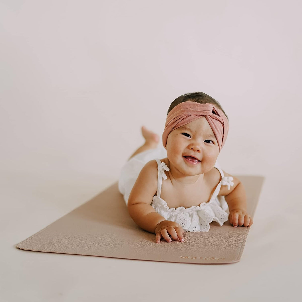 Vegan Leather Baby Changing Mat 16x30in, Wipeable, Foldable, Blue
