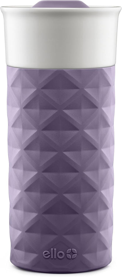Ogden Ceramic Travel Mug with Splash-Resistant Slider Lid and Protective Silicone Boot, Perfect for Coffee or Tea, BPA Free, Dishwasher Safe, Gray, 16 oz, 758-0438-040 | Splash-resistant ceramic travel mug with slider lid and protective silicone sleeve.