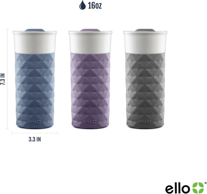 Ogden Ceramic Travel Mug with Splash-Resistant Slider Lid and Protective Silicone Boot, Perfect for Coffee or Tea, BPA Free, Dishwasher Safe, Gray, 16 oz, 758-0438-040 | Splash-resistant ceramic travel mug with slider lid and protective silicone sleeve.