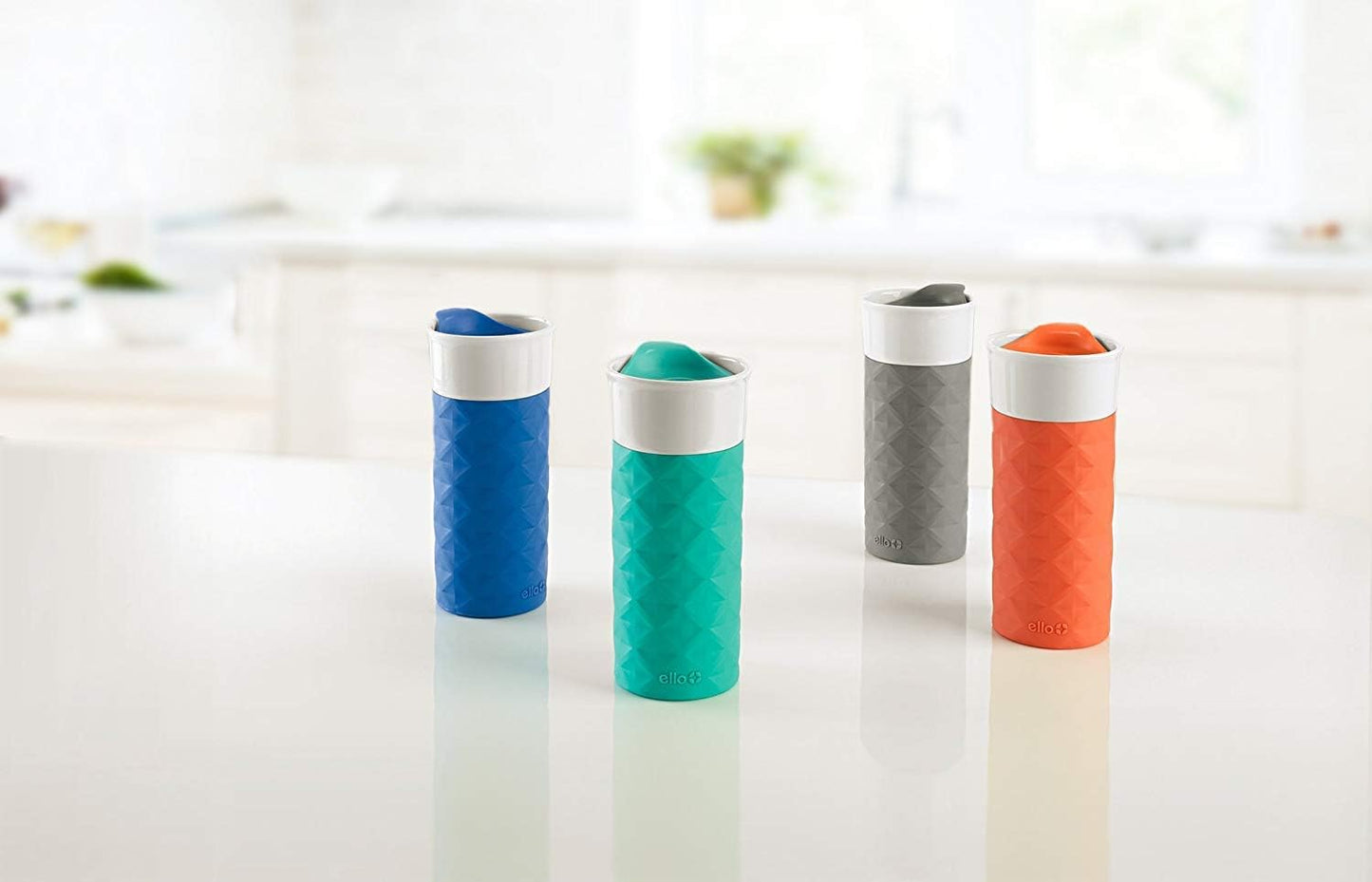 Ogden Ceramic Travel Mug with Splash-Resistant Slider Lid and Protective Silicone Boot, Perfect for Coffee or Tea, BPA Free, Dishwasher Safe, Gray, 16 oz, 758-0438-040 | Splash-resistant ceramic travel mug with slider lid and protective silicone sleeve.