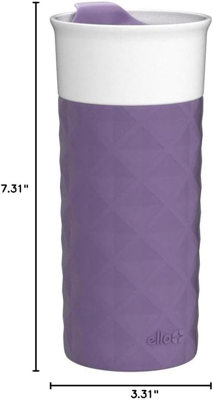 Ogden Ceramic Travel Mug with Splash-Resistant Slider Lid and Protective Silicone Boot, Perfect for Coffee or Tea, BPA Free, Dishwasher Safe, Gray, 16 oz, 758-0438-040 | Splash-resistant ceramic travel mug with slider lid and protective silicone sleeve.