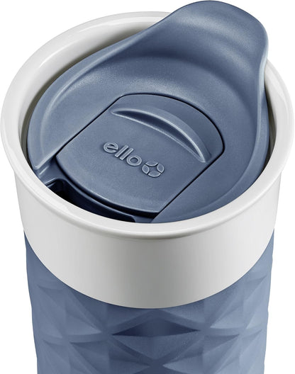 Ogden Ceramic Travel Mug with Splash-Resistant Slider Lid and Protective Silicone Boot, Perfect for Coffee or Tea, BPA Free, Dishwasher Safe, Gray, 16 oz, 758-0438-040 | Splash-resistant ceramic travel mug with slider lid and protective silicone sleeve.
