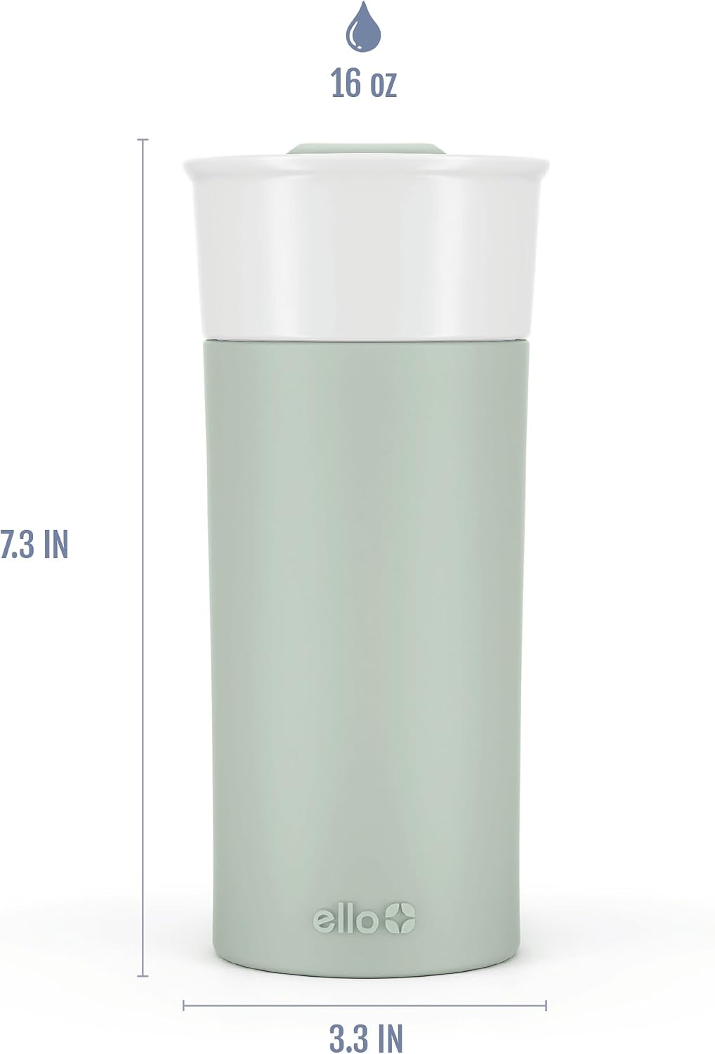 Ogden Ceramic Travel Mug with Splash-Resistant Slider Lid and Protective Silicone Boot, Perfect for Coffee or Tea, BPA Free, Dishwasher Safe, Gray, 16 oz, 758-0438-040 | Splash-resistant ceramic travel mug with slider lid and protective silicone sleeve.