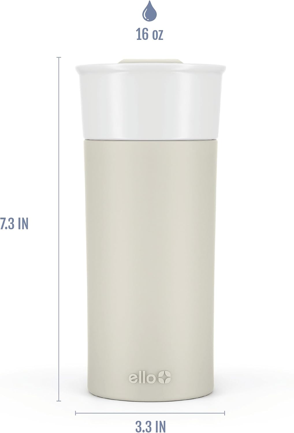 Ogden Ceramic Travel Mug with Splash-Resistant Slider Lid and Protective Silicone Boot, Perfect for Coffee or Tea, BPA Free, Dishwasher Safe, Gray, 16 oz, 758-0438-040 | Splash-resistant ceramic travel mug with slider lid and protective silicone sleeve.