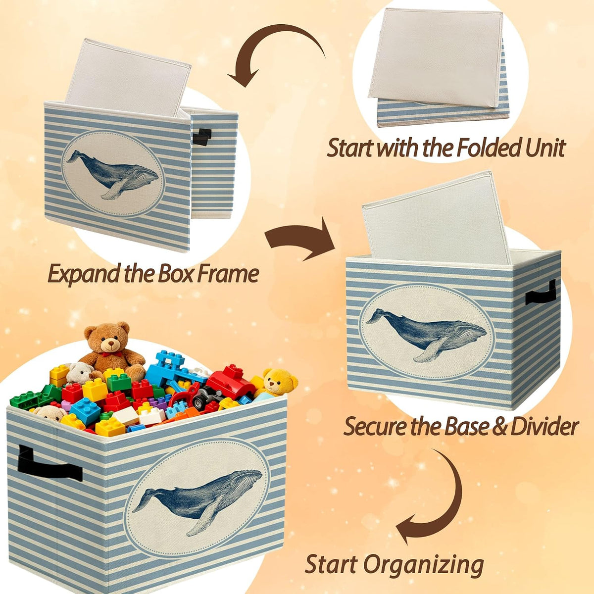 Rustic Where the Wild Ones Play Storage Bins Boxes with Handles - Colors A