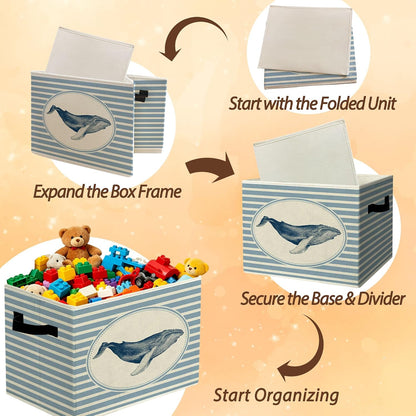 Rustic Where the Wild Ones Play Storage Bins Boxes with Handles - Colors A