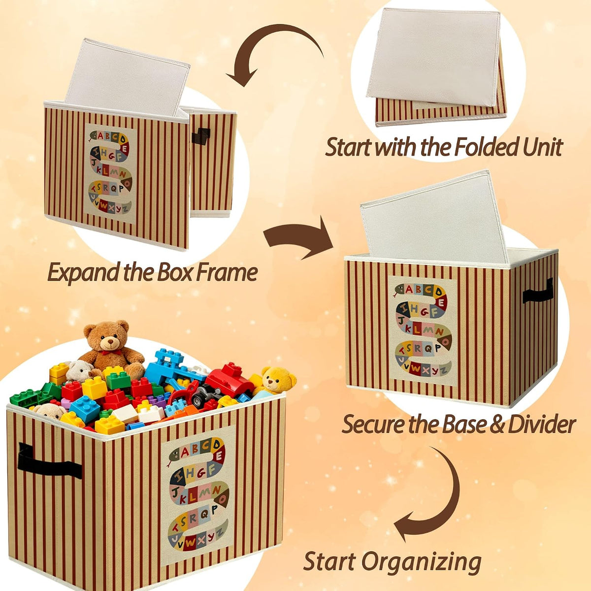 Rustic Where the Wild Ones Play Storage Bins Boxes with Handles - Colors A