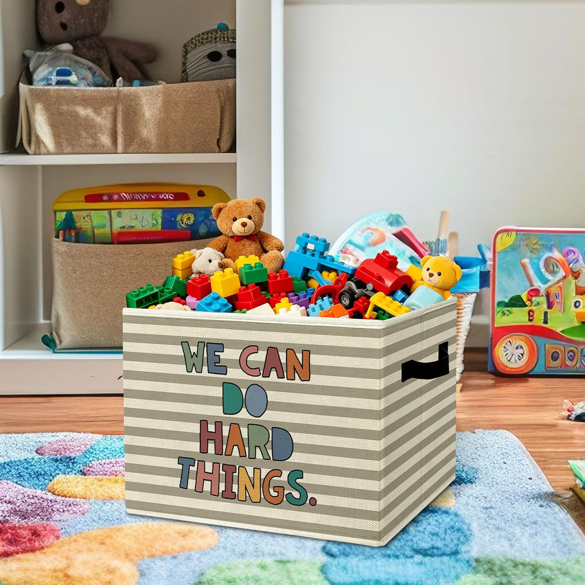 Rustic Where the Wild Ones Play Storage Bins Boxes with Handles - Colors A