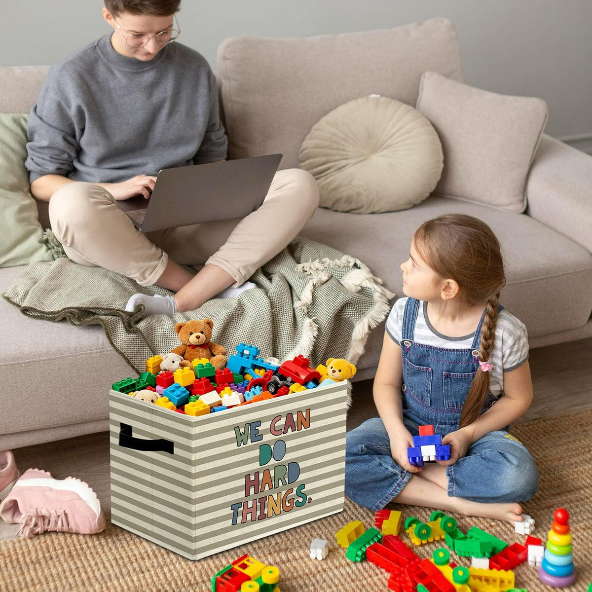 Rustic Where the Wild Ones Play Storage Bins Boxes with Handles - Colors A