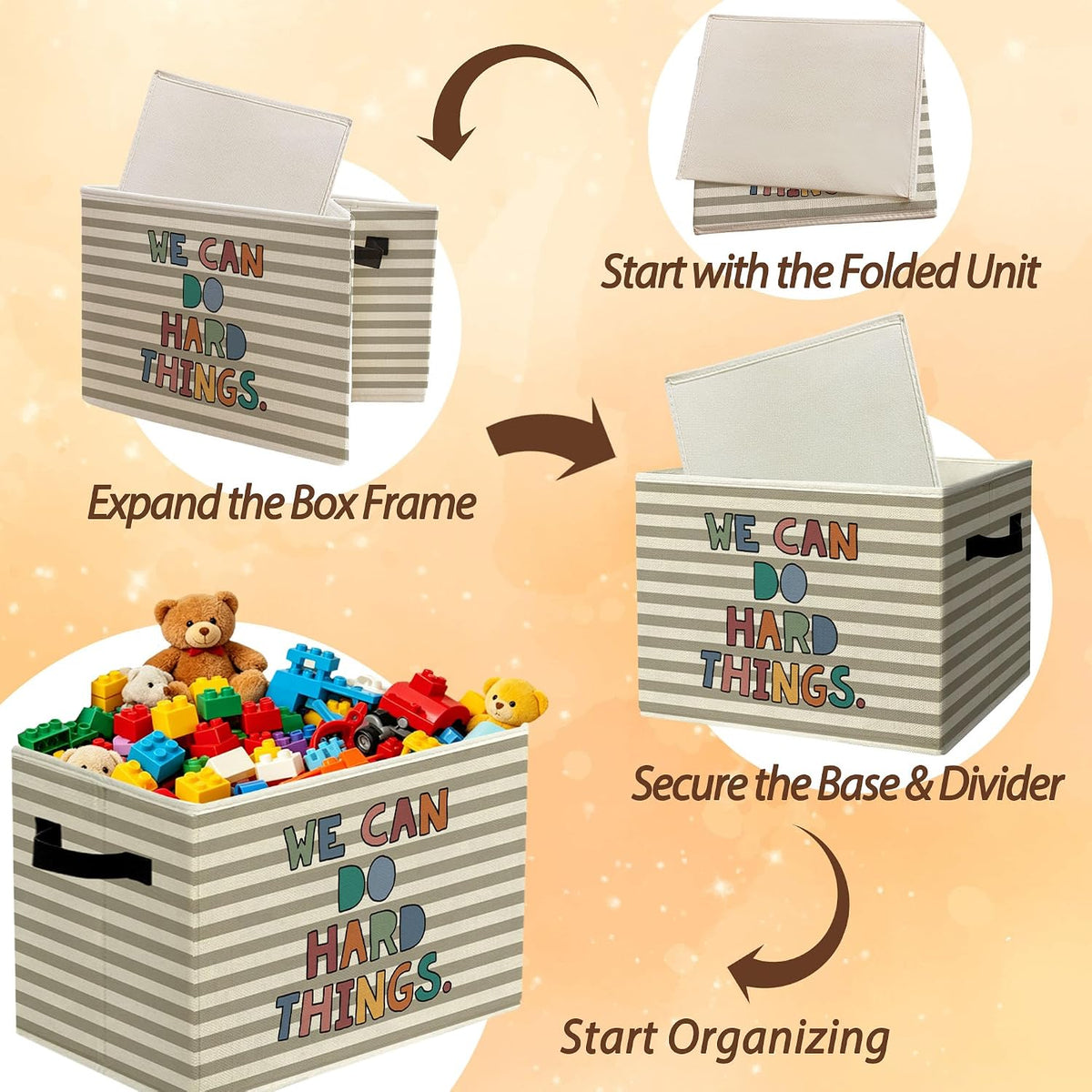 Rustic Where the Wild Ones Play Storage Bins Boxes with Handles - Colors A