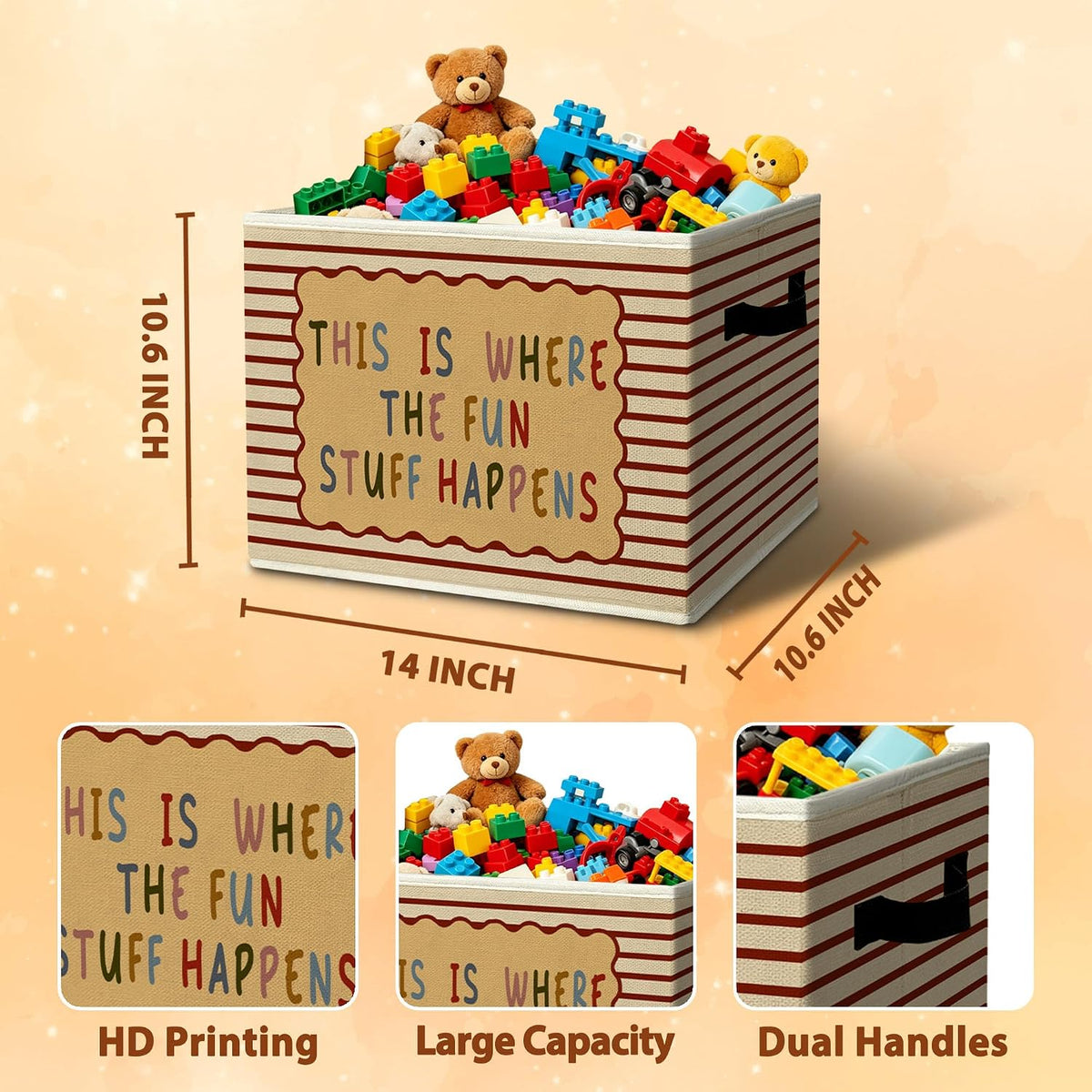 Rustic Where the Wild Ones Play Storage Bins Boxes with Handles - Colors A