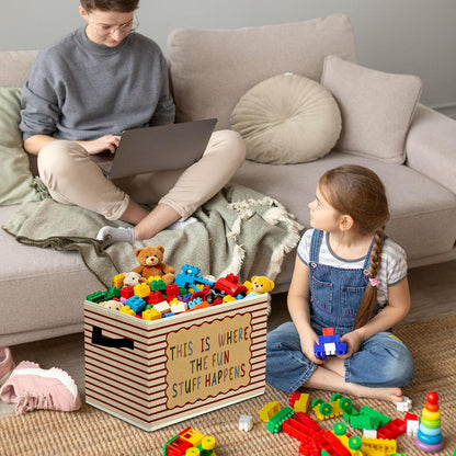 Rustic Where the Wild Ones Play Storage Bins Boxes with Handles - Colors A