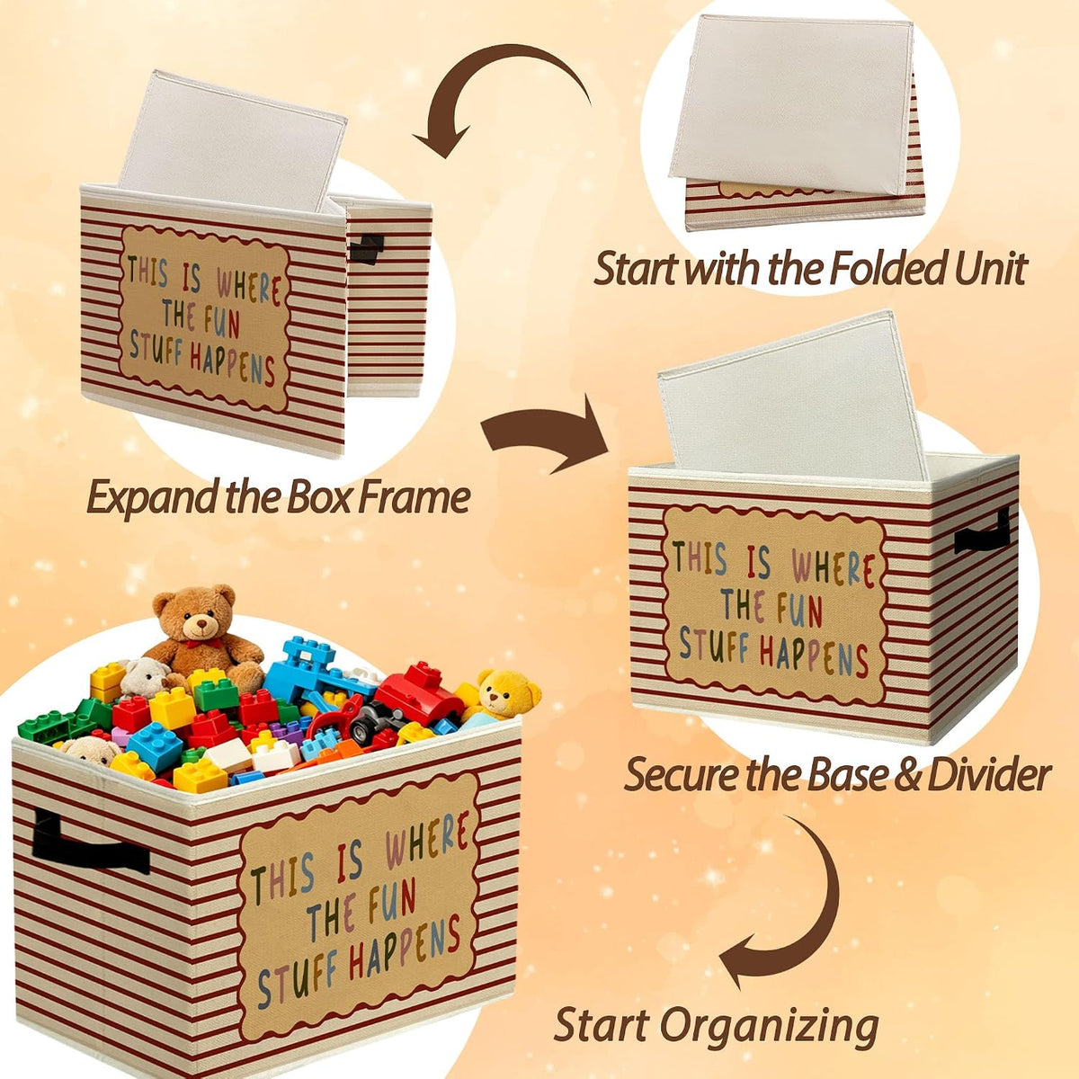 Rustic Where the Wild Ones Play Storage Bins Boxes with Handles - Colors A