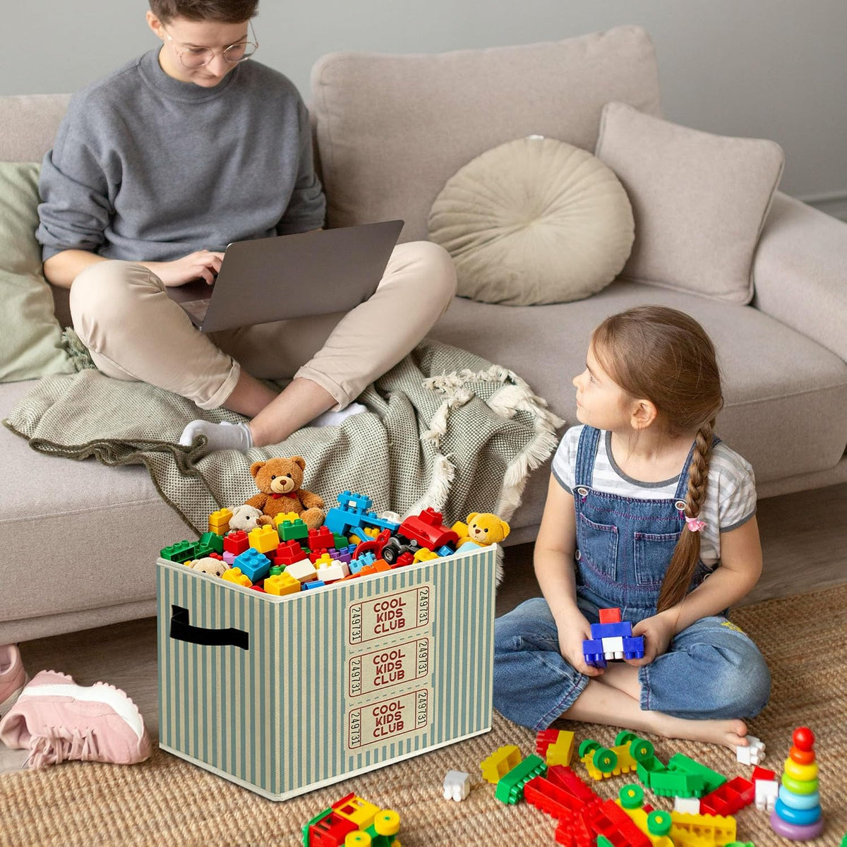 Rustic Where the Wild Ones Play Storage Bins Boxes with Handles - Colors A
