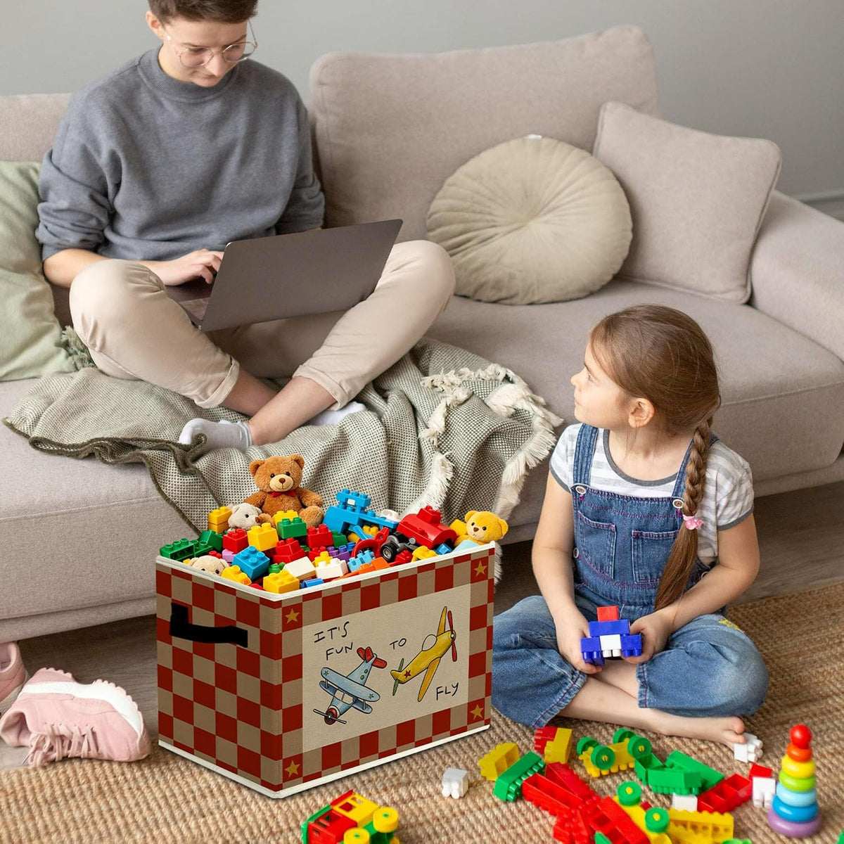 Rustic Where the Wild Ones Play Storage Bins Boxes with Handles - Colors A