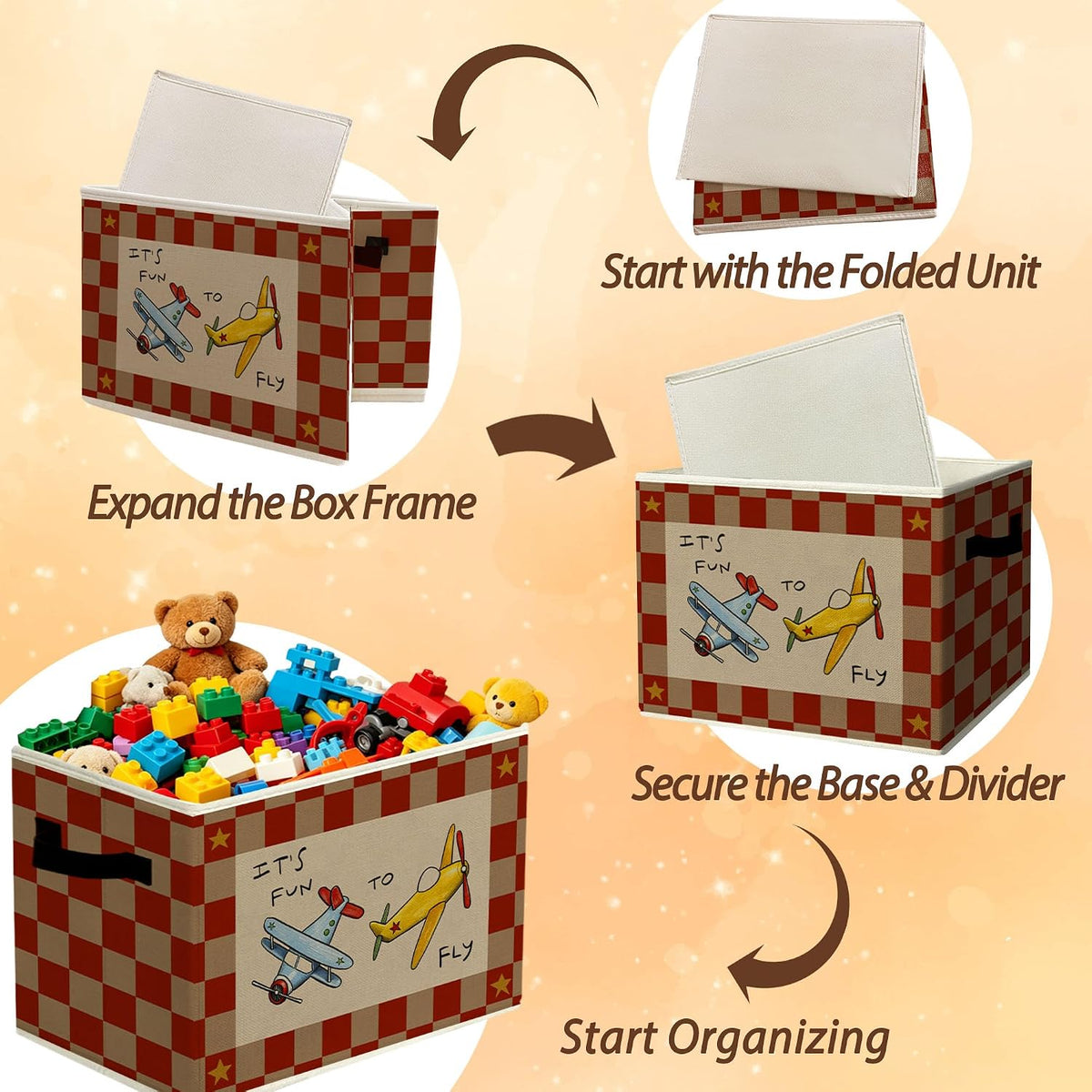 Rustic Where the Wild Ones Play Storage Bins Boxes with Handles - Colors A