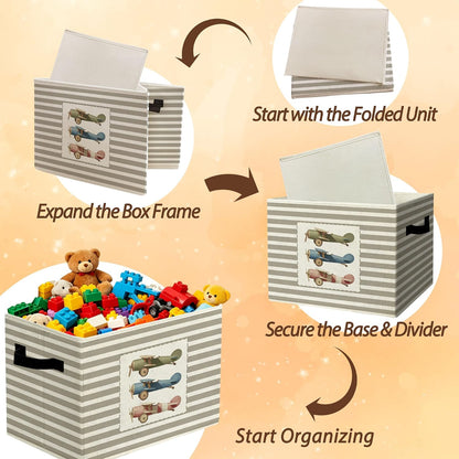 Rustic Where the Wild Ones Play Storage Bins Boxes with Handles - Colors A