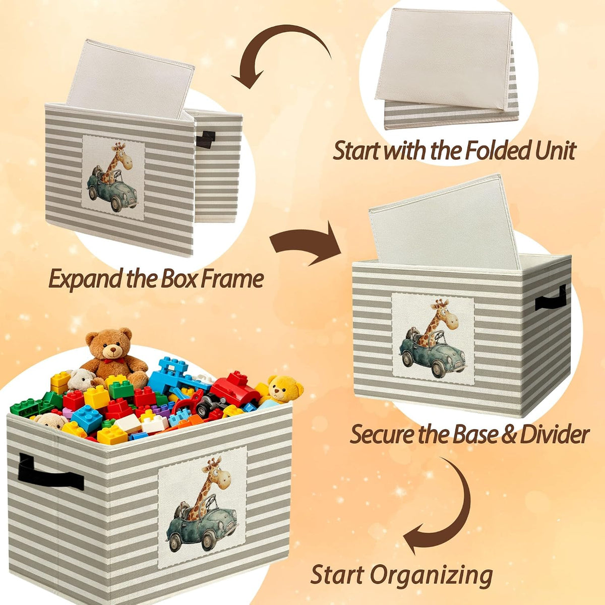 Rustic Where the Wild Ones Play Storage Bins Boxes with Handles - Colors A
