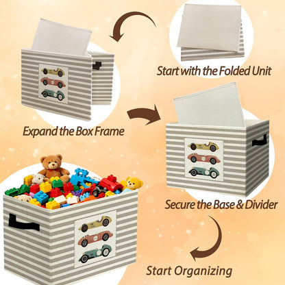 Rustic Where the Wild Ones Play Storage Bins Boxes with Handles - Colors A
