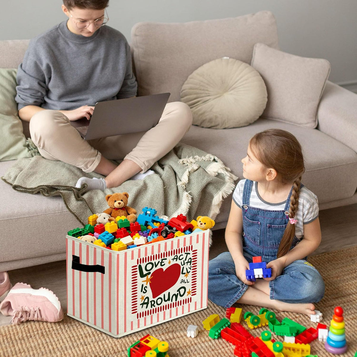 Rustic Where the Wild Ones Play Storage Bins Boxes with Handles - Colors A