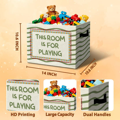 Rustic Where the Wild Ones Play Storage Bins Boxes with Handles - Colors A