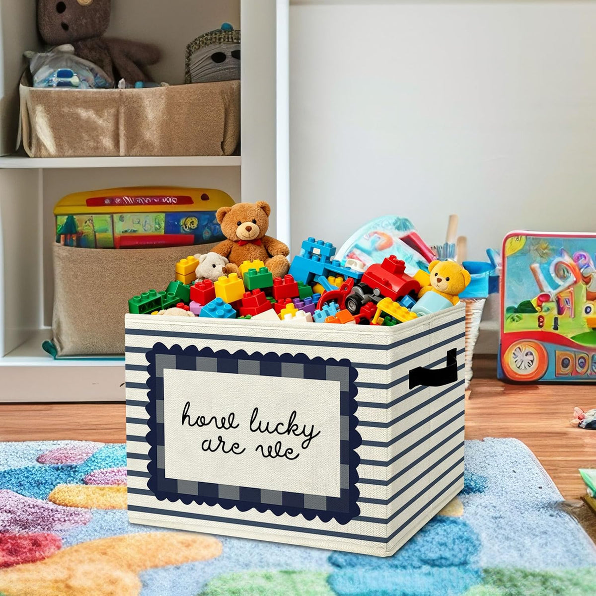 Rustic Where the Wild Ones Play Storage Bins Boxes with Handles - Colors A