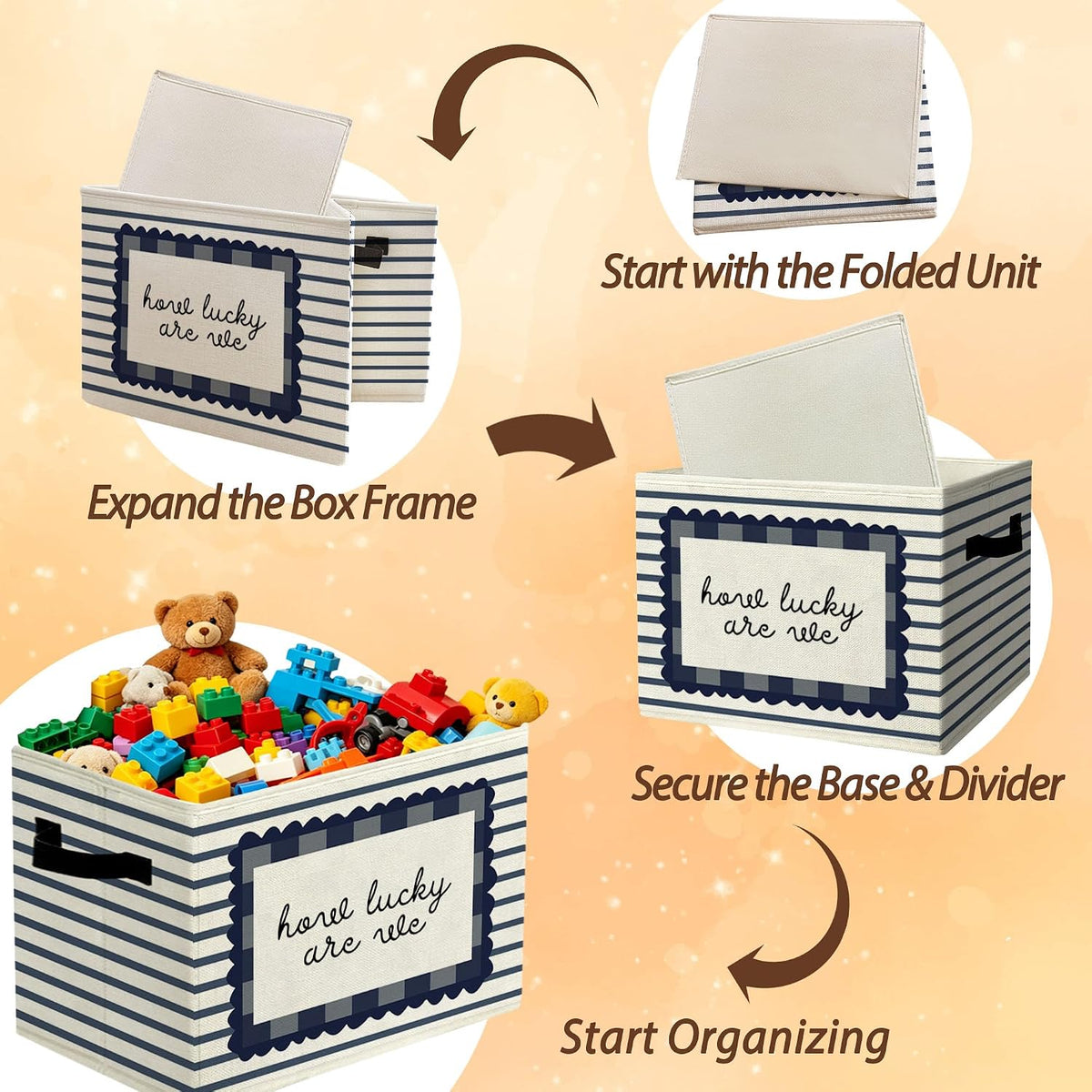Rustic Where the Wild Ones Play Storage Bins Boxes with Handles - Colors A