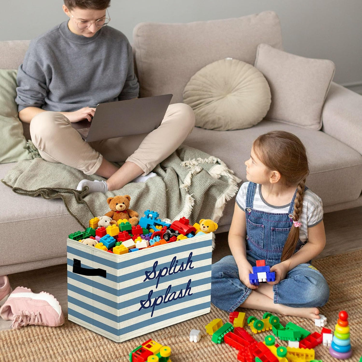 Rustic Where the Wild Ones Play Storage Bins Boxes with Handles - Colors A