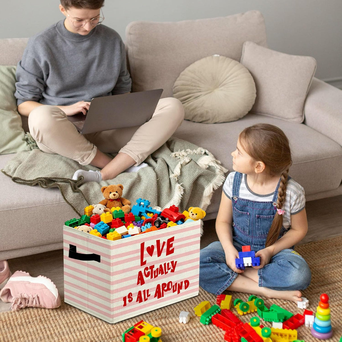 Rustic Where the Wild Ones Play Storage Bins Boxes with Handles - Colors A