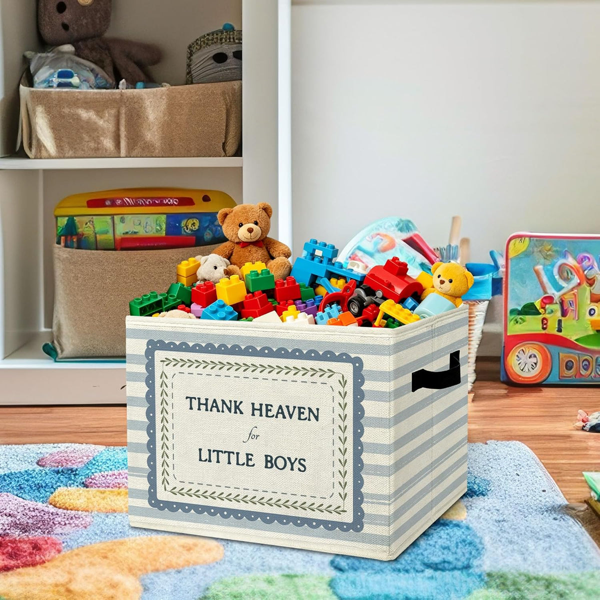 Rustic Where the Wild Ones Play Storage Bins Boxes with Handles - Colors A