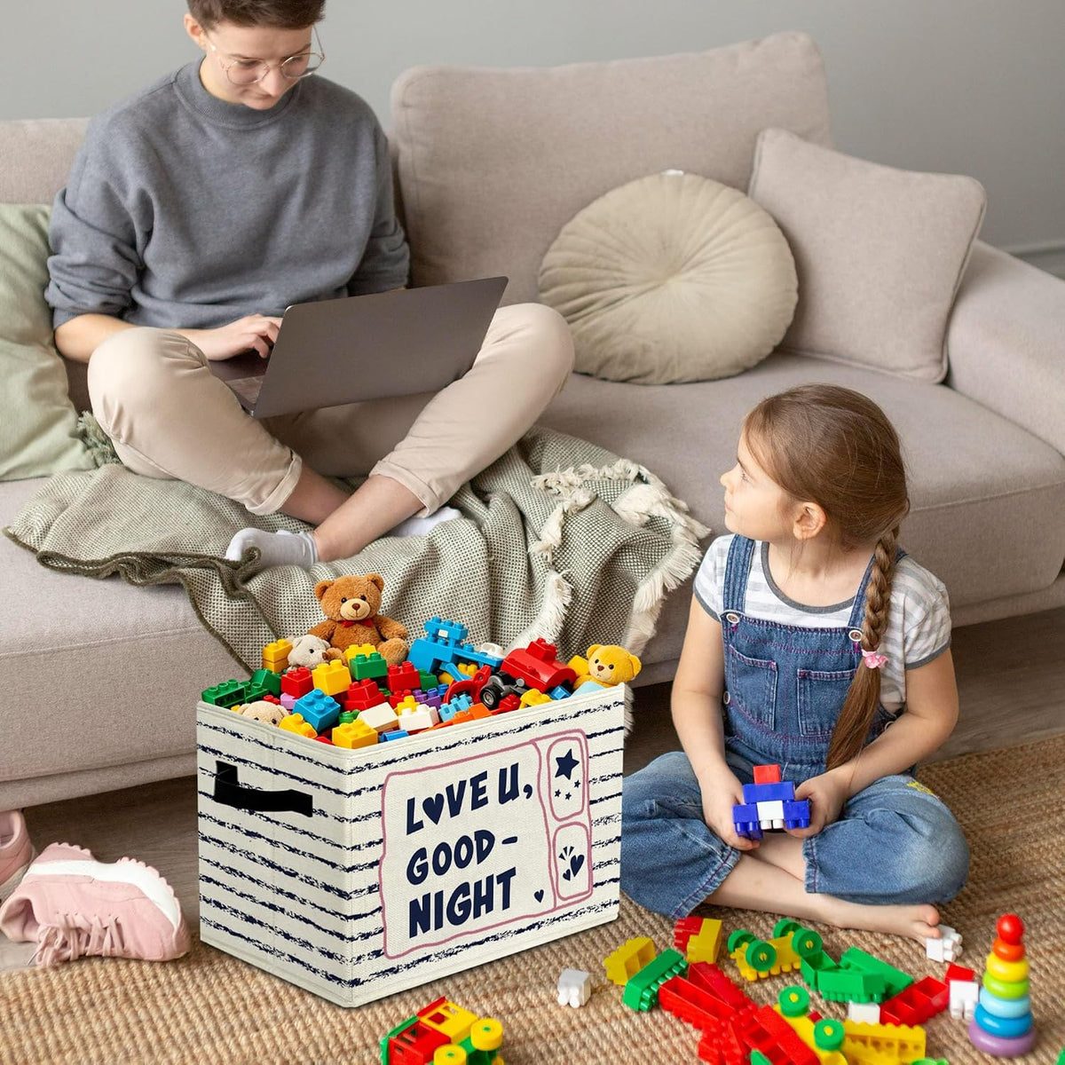 Rustic Where the Wild Ones Play Storage Bins Boxes with Handles - Colors A