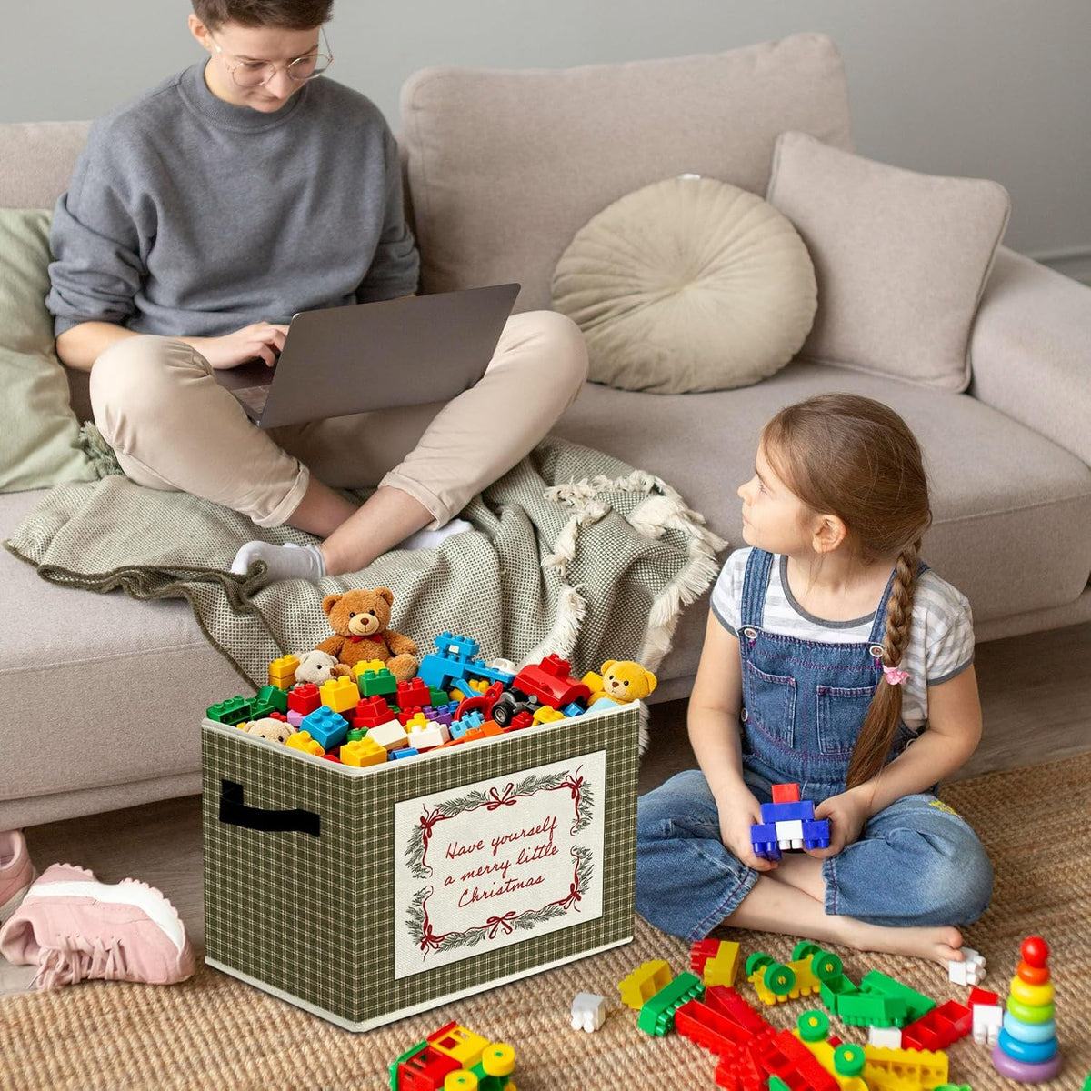 Rustic Where the Wild Ones Play Storage Bins Boxes with Handles - Colors A