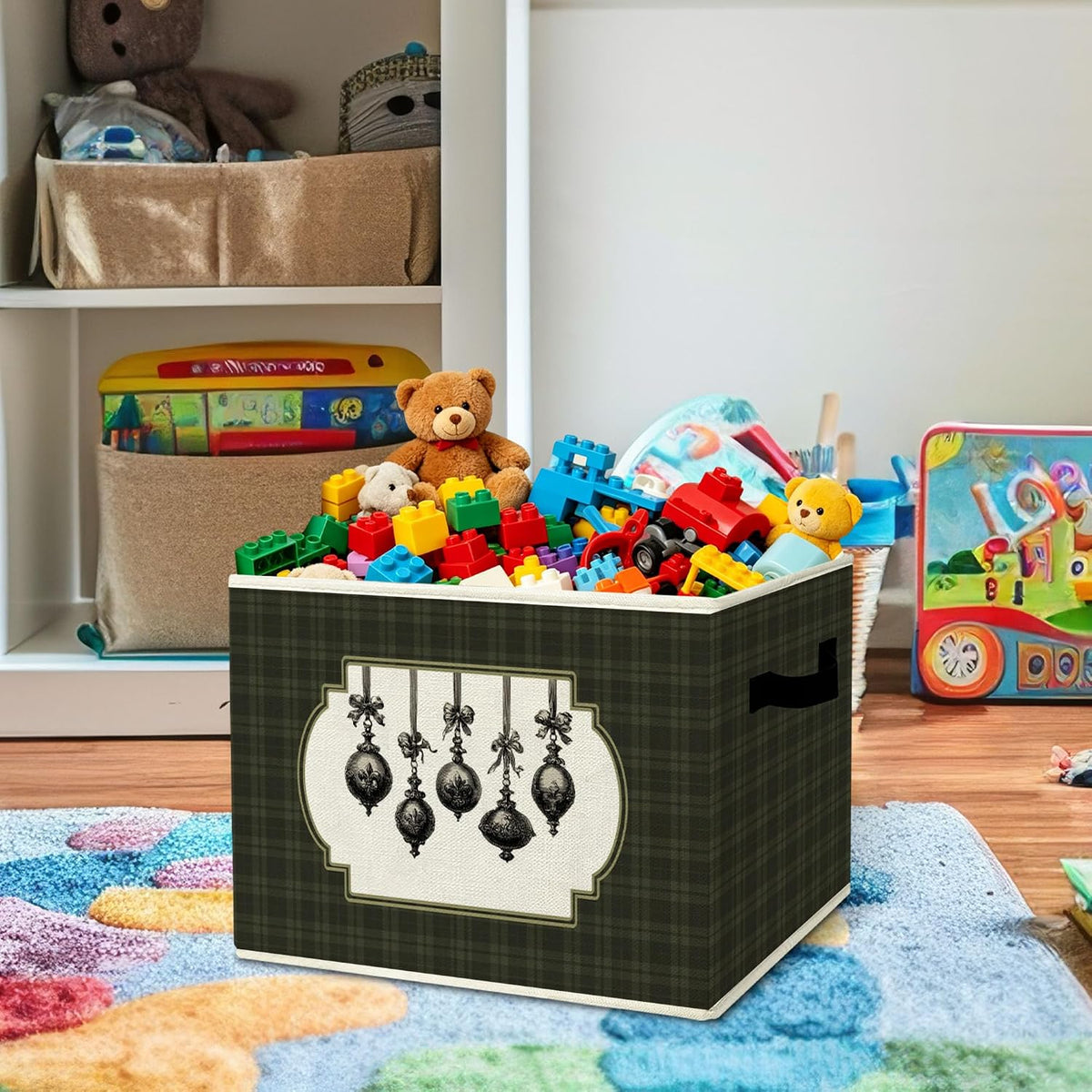 Rustic Where the Wild Ones Play Storage Bins Boxes with Handles - Colors A