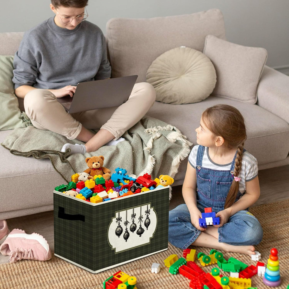 Rustic Where the Wild Ones Play Storage Bins Boxes with Handles - Colors A