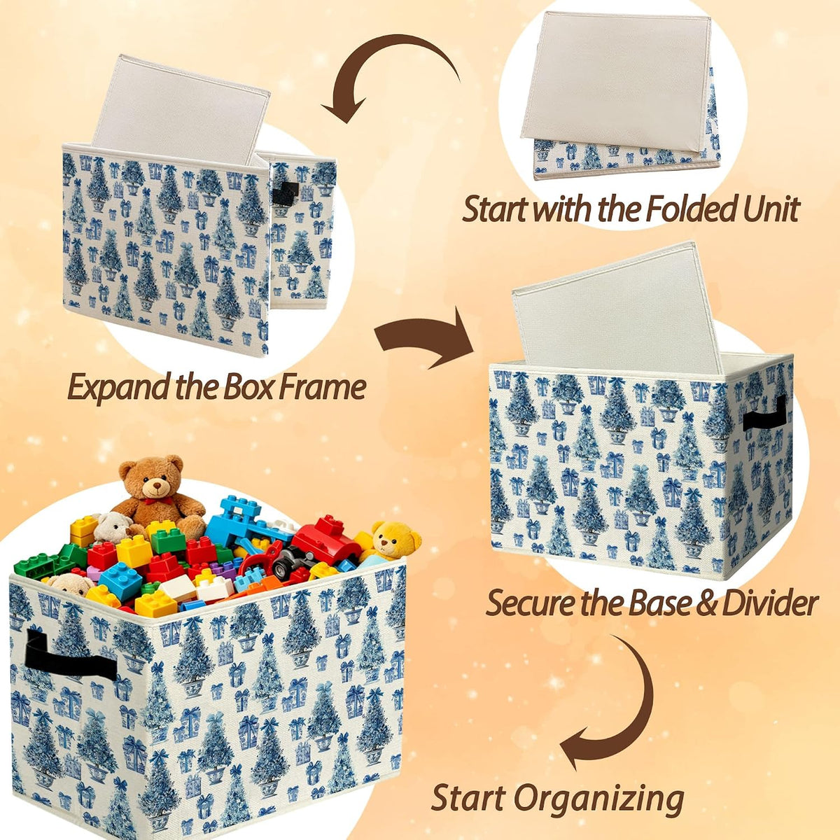 Rustic Where the Wild Ones Play Storage Bins Boxes with Handles - Colors A