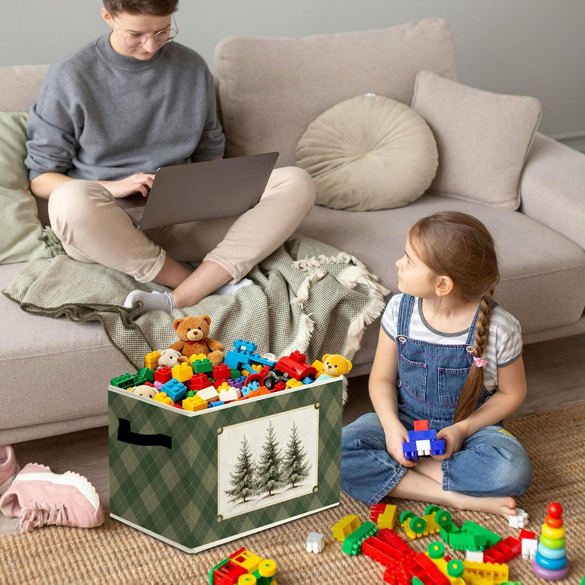 Rustic Where the Wild Ones Play Storage Bins Boxes with Handles - Colors A