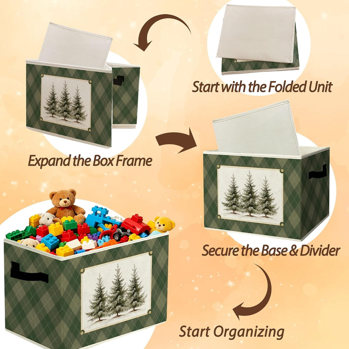 Rustic Where the Wild Ones Play Storage Bins Boxes with Handles - Colors A