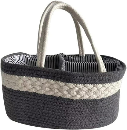 Baby Diaper Tote Caddy Portable Diaper Organizer Basket Nursery Nappy Storage Bin with Removable Dividers Car Travel