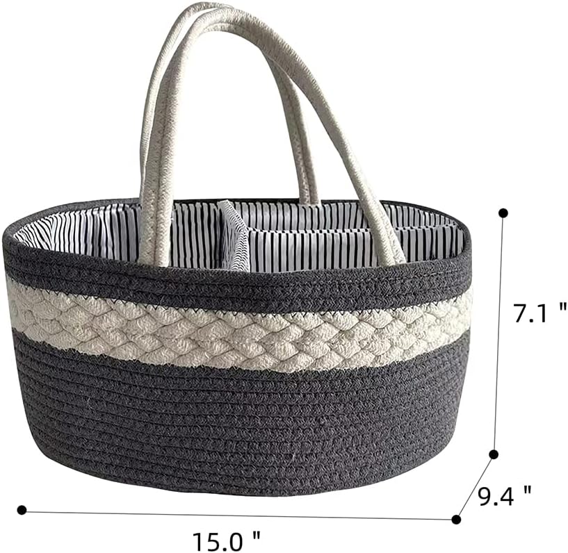 Baby Diaper Tote Caddy Portable Diaper Organizer Basket Nursery Nappy Storage Bin with Removable Dividers Car Travel